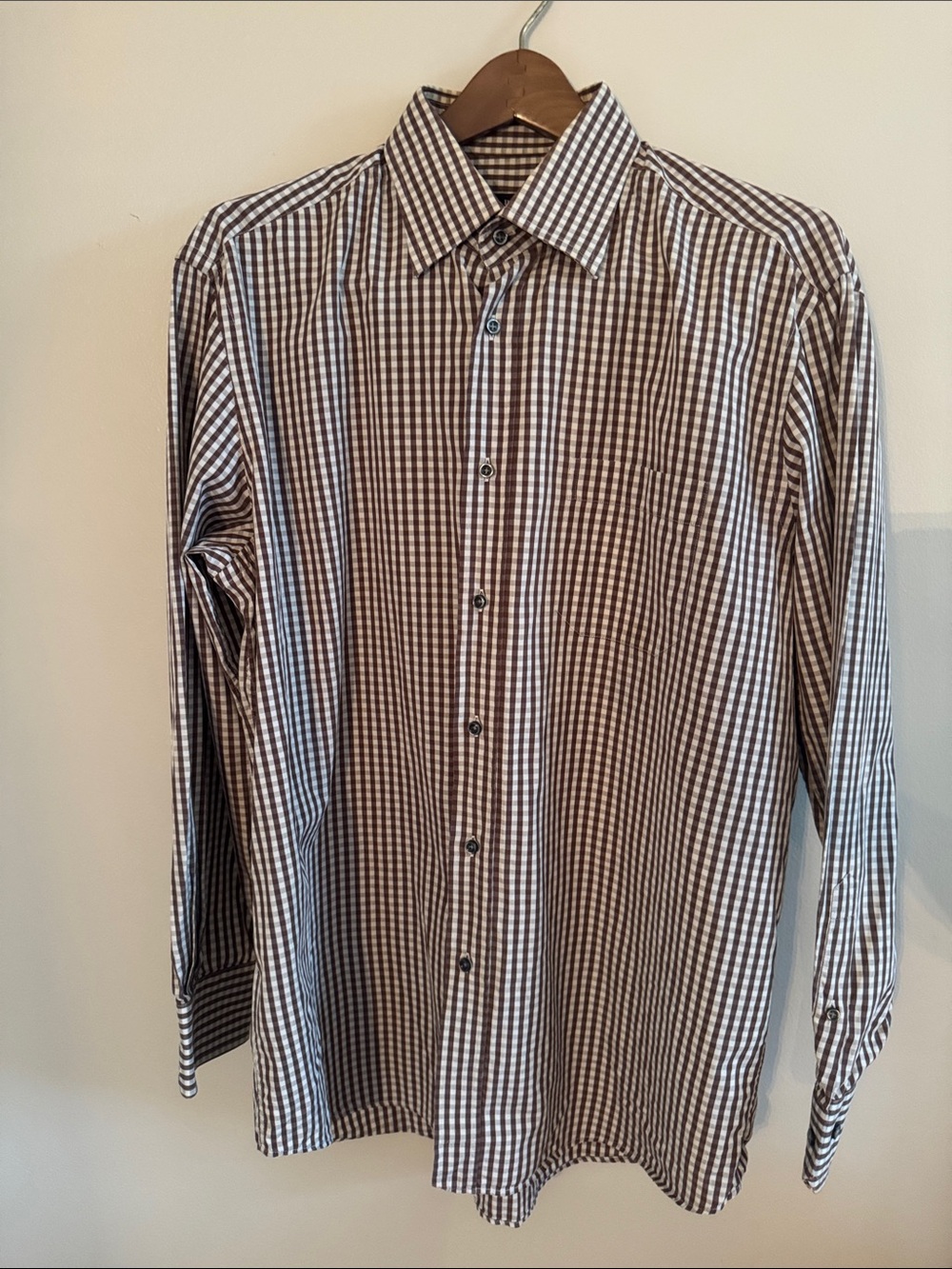 Hugo Boss Brown and White Check Dress Shirt